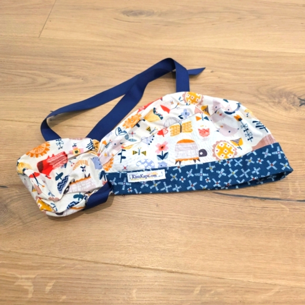 NWOT KimKaps Printed Scrub Hat with Blue Straps